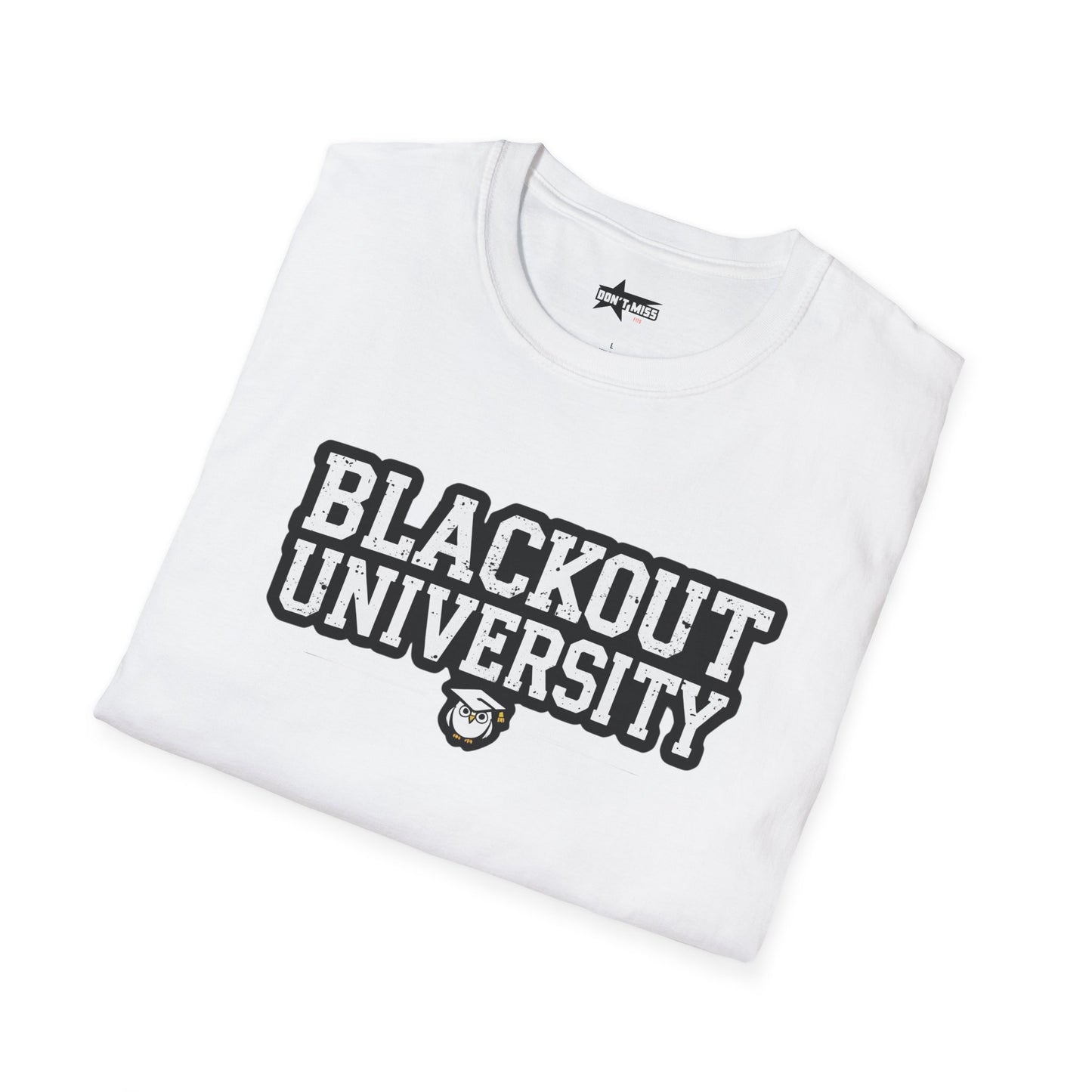Blackout University tee. Unisex softstyle t shirt