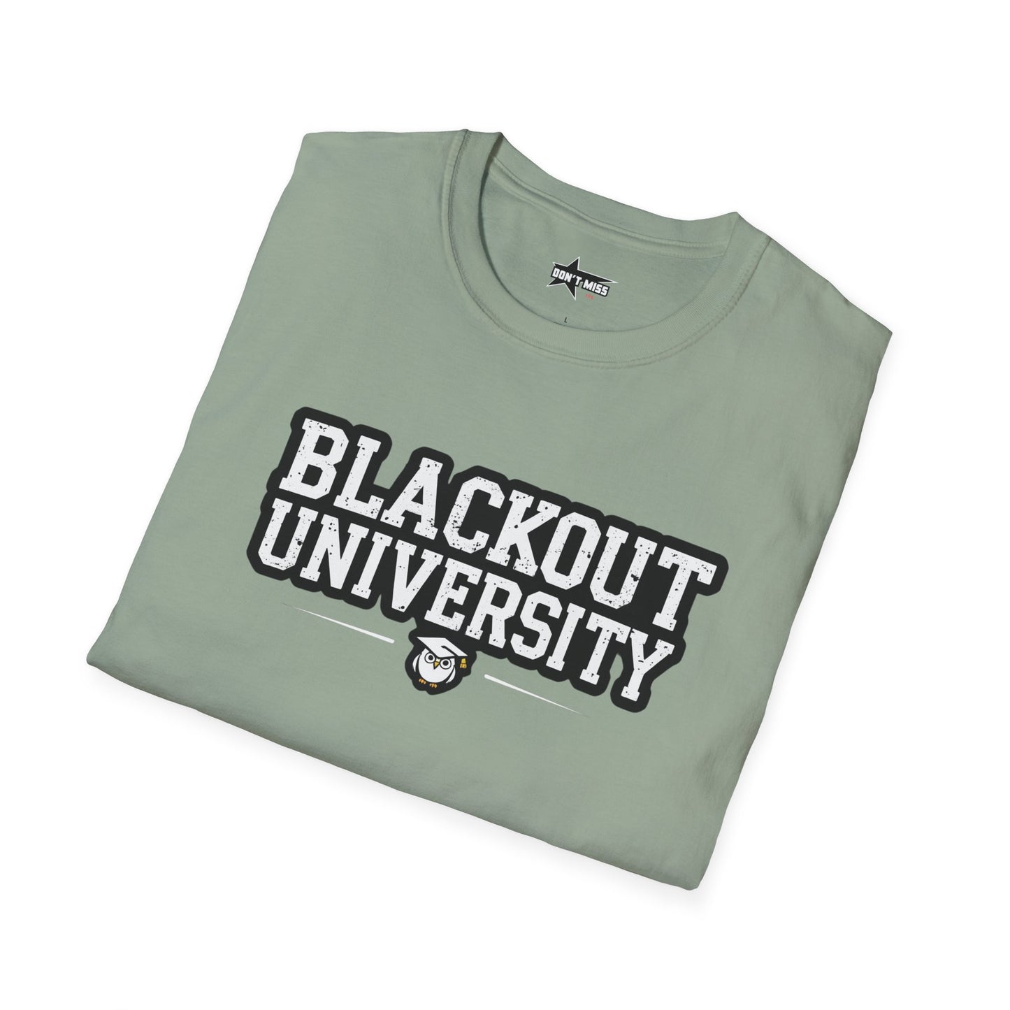Blackout University tee. Unisex softstyle t shirt